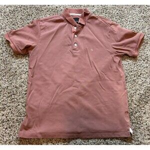 Rag & Bone Salmon Pink Metal Button Men’s Cotton Mesh Polo Shirt Size Medium